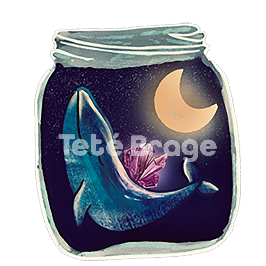 Ilustración de ballena en una jarra